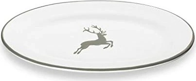 Gmundner Keramik Grauer Hirsch Platte oval 21x14cm