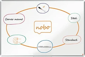Nobo Whiteboard Premium Plus, Stahl, weiß, 100x150cm