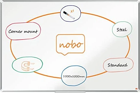Nobo Whiteboard Premium Plus, Stahl, weiß, 100x150cm