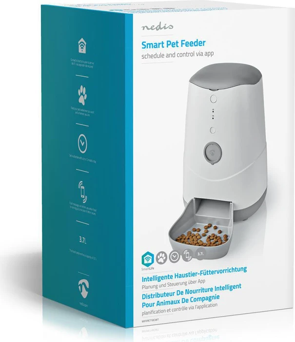 Nedis SmartLife Futterspender für Haustiere, weiß/grau