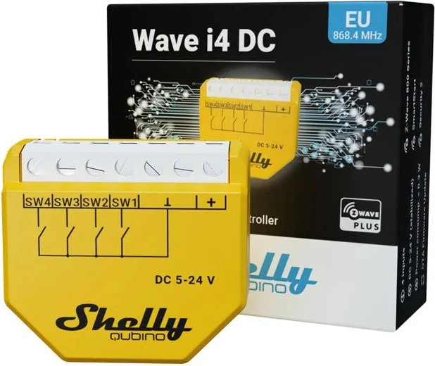 Shelly Qubino Wave i4 DC, 4-Kanal, Unterputz, Schaltaktor, 2er-Pack