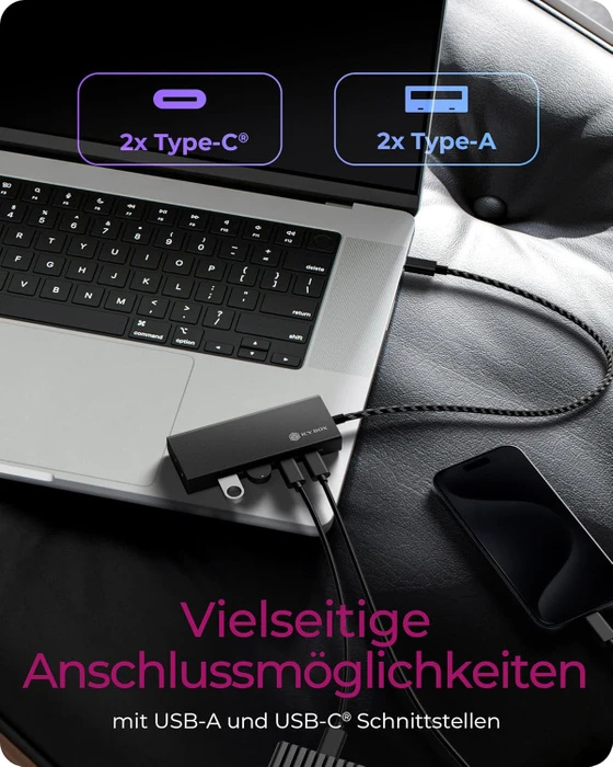 RaidSonic Icy Box IB-HUB1436-CPD USB-Hub schwarz, 2x USB-C 3.1, 2x USB-A 3.1, USB-C 3.1 [Stecker]