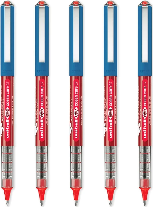 Uni-Ball Eye Ocean Care 0.7 Tintenroller (Mine) rot, 5er-Pack