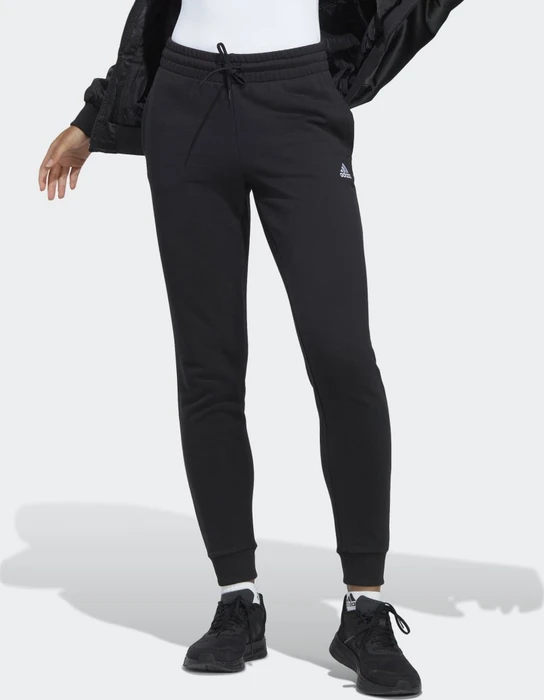 adidas Essentials Linear French Terry Cuffed Trainingshose lang schwarz/weiß (Damen)