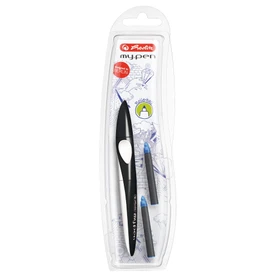 Herlitz my.pen style Tintenroller (Patrone) schwarz/weiß, Linkshänder, Blister