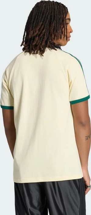 adidas 3-Streifen T-Shirt kurzarm warm vanilla/collegiate green (Herren)