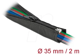 DeLOCK Geflechtschlauch mit Reißverschluss, hitzebeständig, 35mm, 2m, schwarz