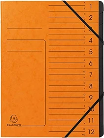 Exacompta Ordnungsmappe mit Gummizug, 12 Fächer, A4, orange