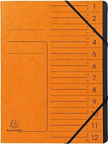 Exacompta Ordnungsmappe mit Gummizug, 12 Fächer, A4, orange