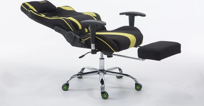 CLP Racing Limit Stoff Gamingstuhl mit Fußstütze, schwarz/grün