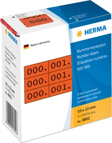 Herma Zahlenetiketten dreifach, 22x10mm, schwarz/rot, 1er-Pack (3000 Etiketten)