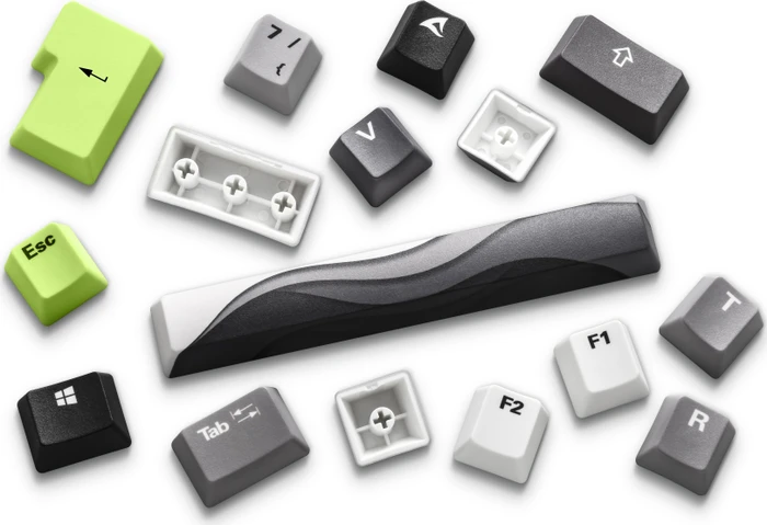 Sharkoon Skiller SGK50 S3 Design Bundle D5 - XXL Mousemat+Keycaps, Kunststoff (PBT) Double-Shot, schwarz/weiß, 85 Tasten, ISO-DE