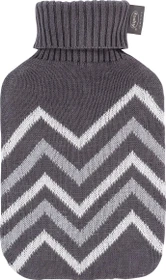 Fashy Wärmflasche mit Rollkragen-Strickbezug weiß/grau/gestreift