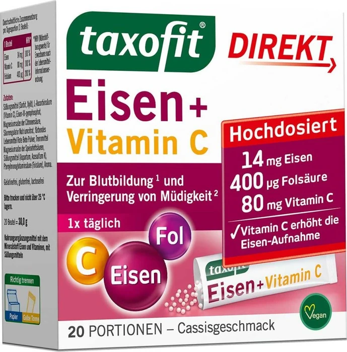 Taxofit Eisen + Vitamin C Direkt Sticks, 20 Stück