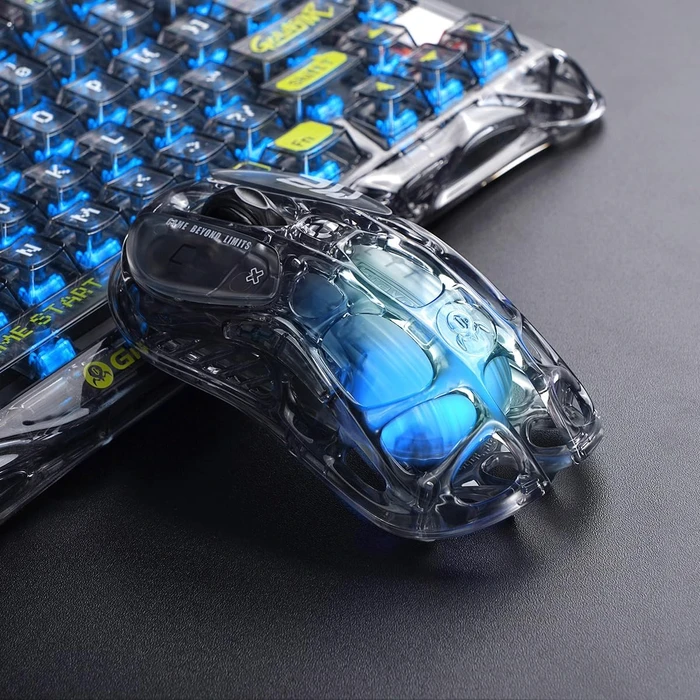 GravaStar Mercury M2 Wireless Gaming Mouse, Transparent Black, USB/Bluetooth