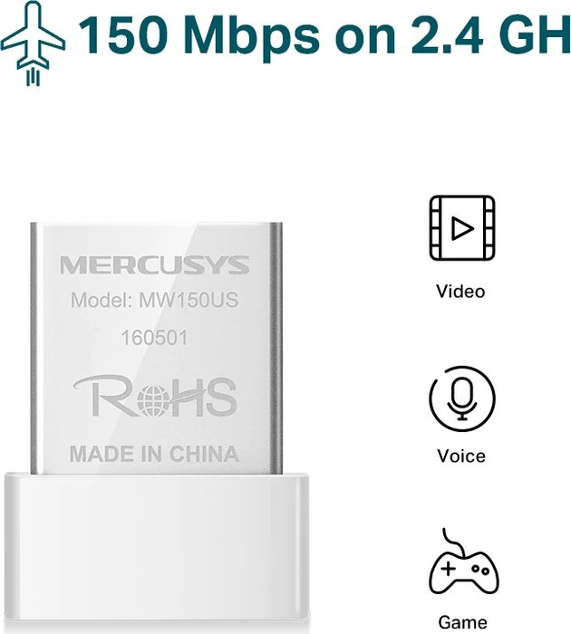 Mercusys WLAN-Adapter, Wi-Fi 4, N150, 2.4GHz WLAN, USB-A 2.0 [Stecker]