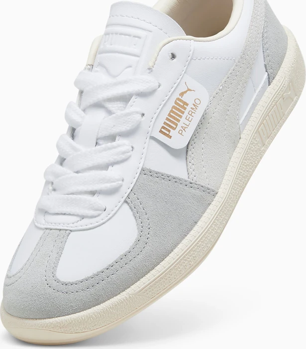 Puma Palermo Leather puma white/cool light gray/sugared almond (Junior)
