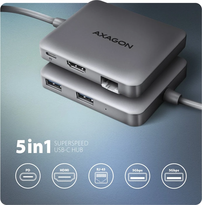 Axagon 5in1 Hub, USB-C 3.0 [Stecker]
