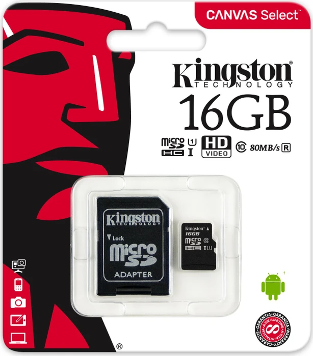 Kingston Canvas Select R80 16GB Kit, UHS-I U1, Class 10