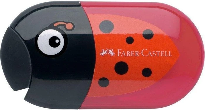 Faber-Castell Marienkäfer Dosenanspitzer 2-fach rot/schwarz, inkl. Radierer (183526)