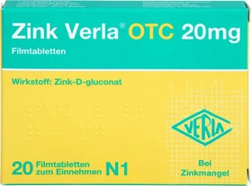 Zink Verla OTC 20mg Filmtabletten, 20 Stück