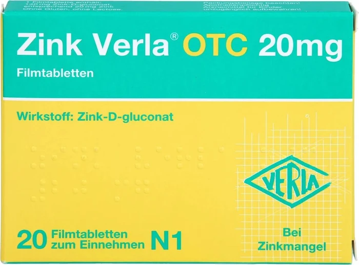 Zink Verla OTC 20mg Filmtabletten, 20 Stück