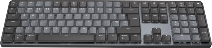 Logitech MX Mechanical, LEDs weiß, Logi Bolt, Graphite, Kailh Choc V2 LOW PROFILE BROWN, USB/Bluetooth, UK