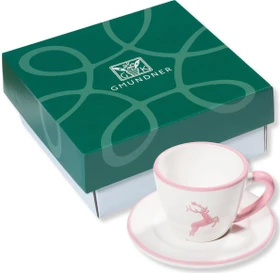 Gmundner Keramik Rosa Hirsch Espresso for you Gourmet Espressotasse mit Untertasse 60ml, 2-tlg.