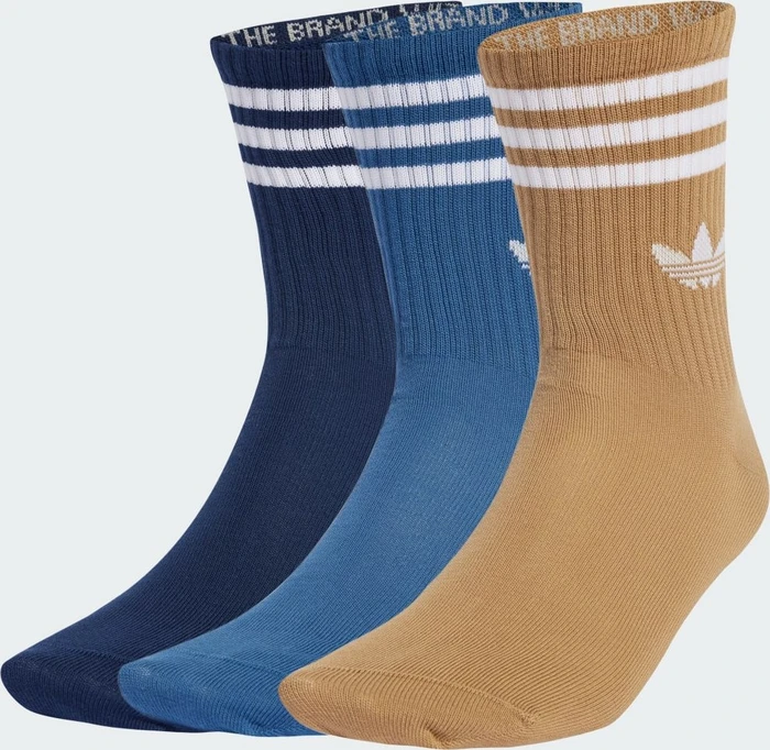 adidas 3-Streifen Crew Socken ash blue/night indigo/cardboard, 3 Paare
