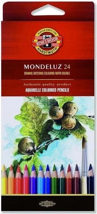 Koh-I-Noor Mondeluz Aquarellstift sortiert, Pappetui, 24er-Set
