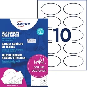 Avery-Zweckform Namensetiketten oval, 80x65mm, ablösbar, weiß, seidenglänzend, 20 Blatt (200 Etiketten)