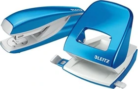Leitz New NeXXt WOW, Bürolocher und Büroheftgerät Metall, Hellblau, Set