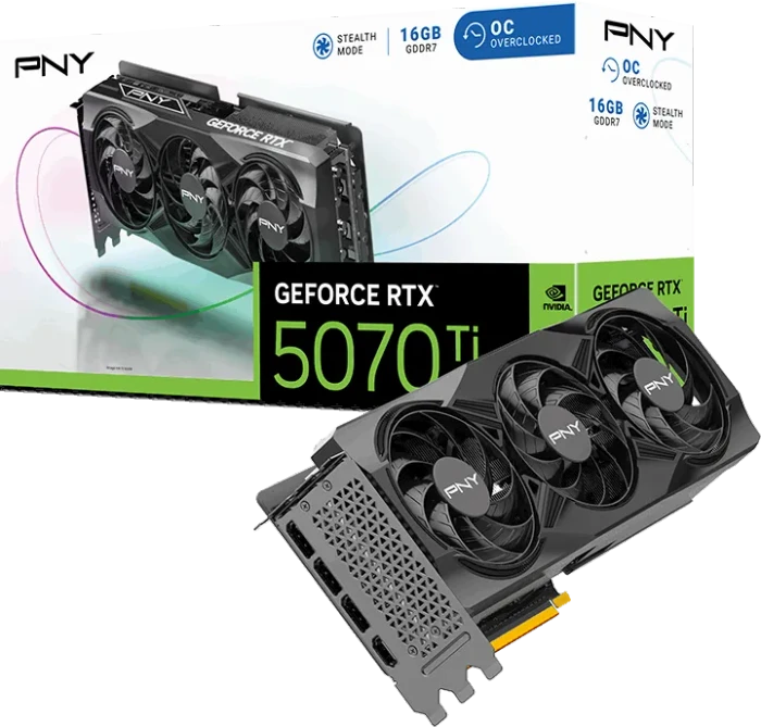 PNY GeForce RTX 5070 Ti Overclocked Triple Fan, 16GB GDDR7, HDMI, 3x DP
