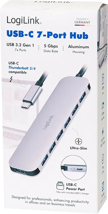 LogiLink USB-Hub, 7x USB-A 3.0, USB-C 3.0 [Stecker]