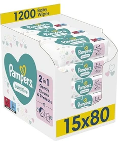 Pampers Sensitive Feuchttücher,  1200 Stück (15x 80 Stück)