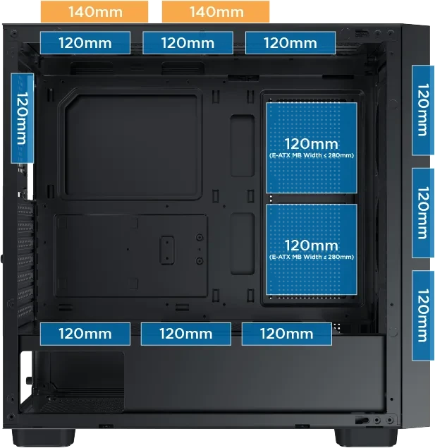 Xigmatek Gaming G Pro, schwarz, Glasfenster