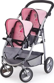 Bayer Design Zwillingswagen Puppenbuggy Fee rosa/grau