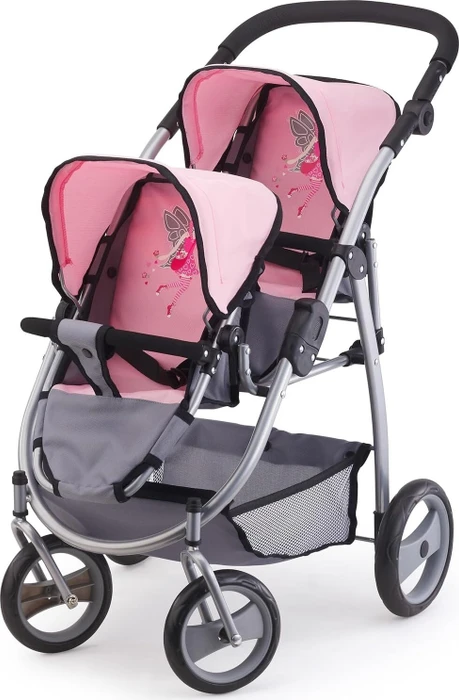 Bayer Design Zwillingswagen Puppenbuggy Fee rosa/grau