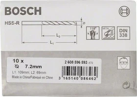 Bosch Professional HSS-R Spiralbohrer, 7.2x69x109mm, 10 Stück