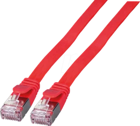 EFB Elektronik PVC Flach-Patchkabel, Cat6a, U/FTP, RJ-45/RJ-45, 0.25m, rot