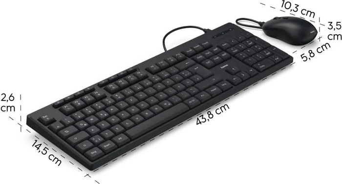 Hama CKM-200 Wired Tastatur und Maus Set, USB, DE