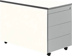 mauser Rollcontainer line, 1x Utensilienauszug, 3x Materialschublade, reinweiß/weiß/weißaluminium