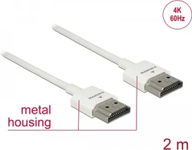DeLOCK Slim 4K High Speed mit Ethernet HDMI 2.0 Kabel weiß, 2m
