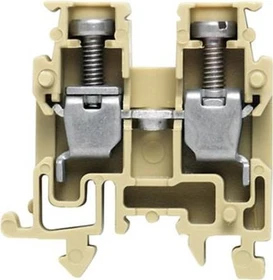 Weidmüller AKZ 2.5 Durchgangs-Reihenklemme, Schraubanschluss, beige/gelb, 2.5 mm², 24 A, 250 V, Anzahl Anschlüsse: 2