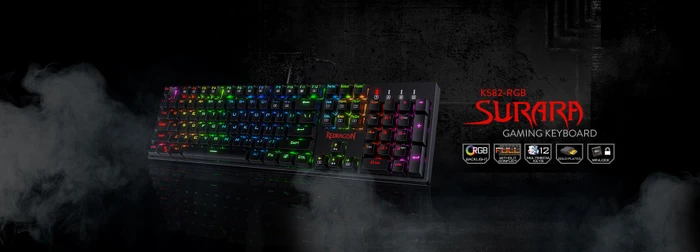 Redragon K582 Surara, LEDs RGB, hot-swap, Gaote Outemu BLUE, USB, US