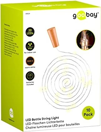 Wentronic goobay Flaschen-Lichterkette LED 20x warmweiß, 10 Stück
