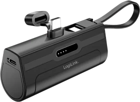 LogiLink Powerbank 4500mAh integriertes USB-C-Kabel und -Stecker 10W schwarz