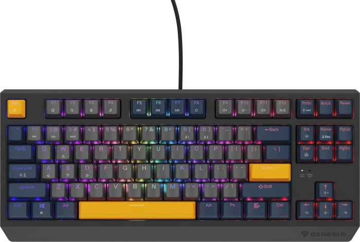 Genesis Thor 230 TKL, Naval Blue Negative, LEDs RGB, hot-swap, Outemu Panda, USB, US