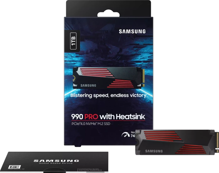 Samsung SSD 990 PRO 1TB, M.2 2280 / M-Key / PCIe 4.0 x4, Kühlkörper