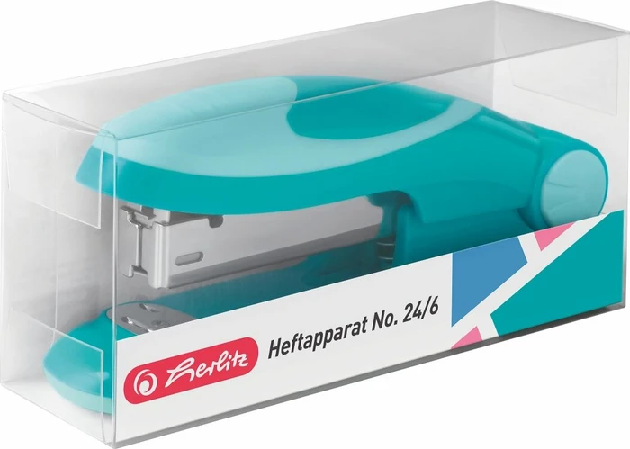 Herlitz Heftapparat 24/6 Ergonomie klein, Caribbean Turquoise
